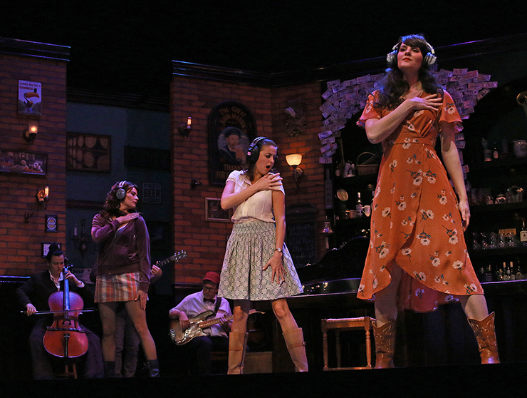 Andreina “Nina” Kasper, Anna Lise Jensen, Stephen G. Anthony, Elizabeth Nestlerode and Margaret Dudasik in ONCE at Actors' Playhouse at the Miracle Theatre. Photo by Alberto Romeu.