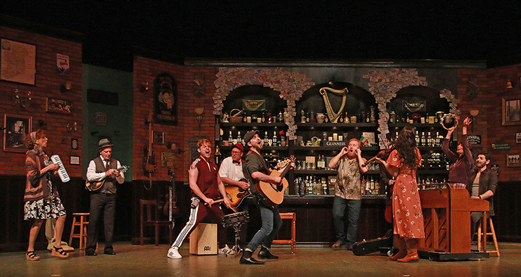 The cast of ONCE at Actors' Playhouse at the Miracle Theatre. Photo by Alberto Romeu.