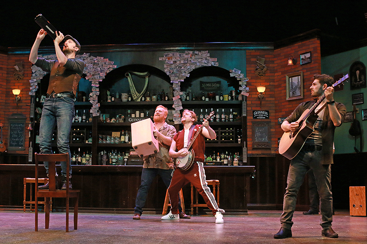 Ryan McCurdy, Chris Blisset, Cody Craven and Michael Friedman in ONCE at Actors' Playhouse at the Miracle Theatre. Photo by Alberto Romeu.