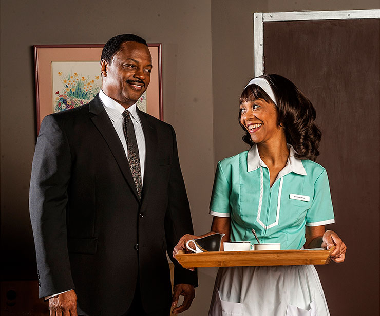 C. Anthony Jackson and Karen Stephens in THE MOUNTAINTOP by Katori Hall
directed by Joseph Adler at GabeStage March 15 thru April 13
photo: George Schiavone