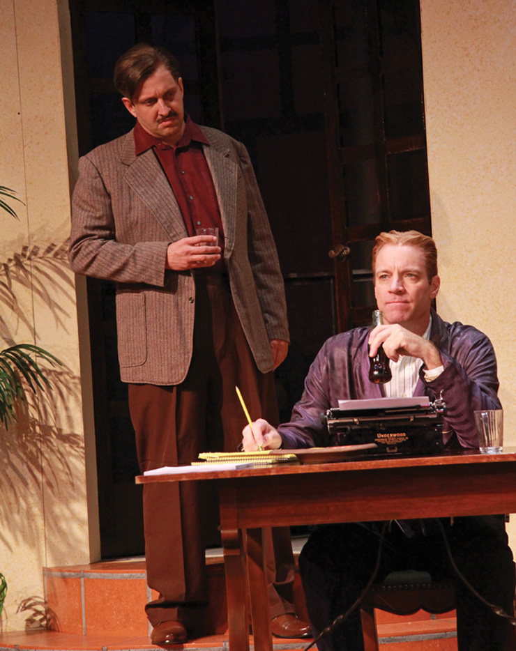 Gregg Weiner as Ernest Hemingway and Tom Wahl as F. Scott Fitzgerald in the Florida premiere of Scott and Hem at Actors’ Playhouse at the Miracle Theatre