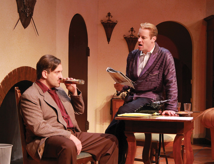Gregg Weiner as Ernest Hemingway and Tom Wahl as F. Scott Fitzgerald in the Florida premiere of Scott and Hem at Actors’ Playhouse at the Miracle Theatre