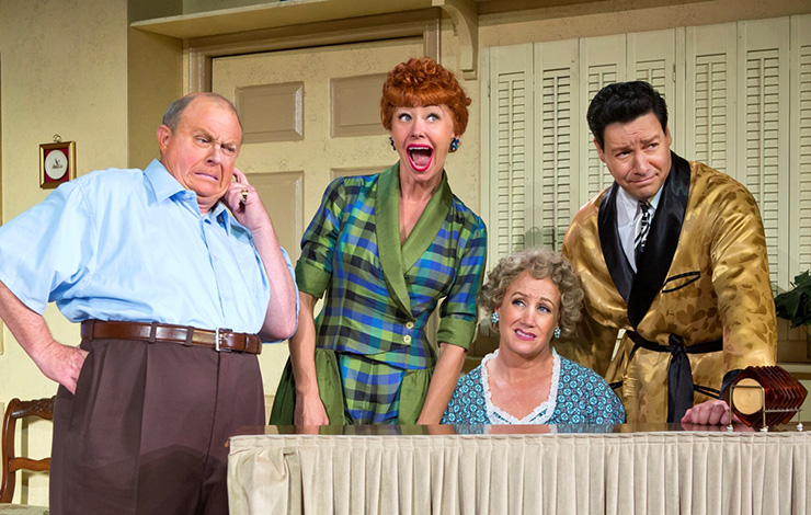 Kevin Remington (Fred), Sirena Irwin (Lucy), Joanna Daniels (Ethel) and Bill Mendieta (Ricky) from the 13-14 national tour of LUCY LIVE .