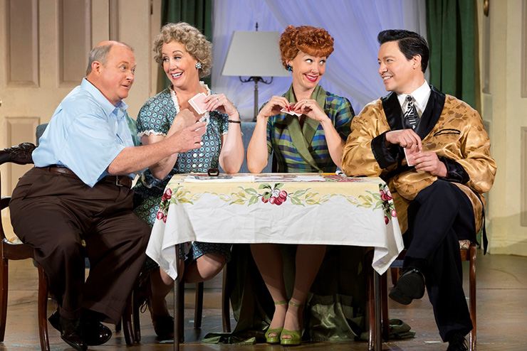 Kevin Remington (Fred), Joanna Daniels (Ethel), Sirena Irwin (Lucy), and Bill Mendieta (Ricky) from the 13-14 national tour of LUCY LIVE.