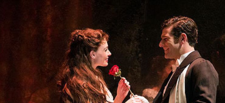 Julia Udine as Christine and Ben Jacoby as Raoul in Phantom of the Opera now at the Broward Center for the Performing Arts