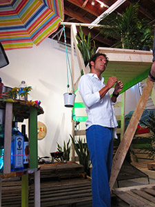 Simon Vega in his installation