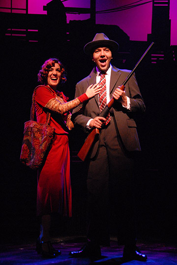 Jessica Sanford as Bonnie Parker and Bruno Faria as Clyde Barrow.