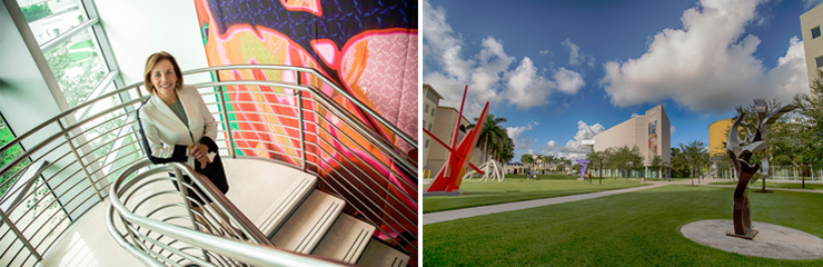 Photos provided by FIU Frost.<br/>LEFT: Director Dr Jordana Pomeroy at the Frost Art Museum, RIGHT: Patricia and Phillip Frost Art Museum t FIU.