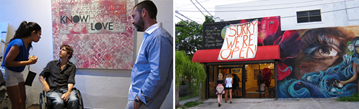 LEFT: Artist David McCauley (Laundromat) explaining his piece 