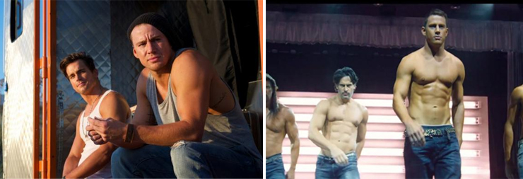 LEFT: (from left): Matt Bomer, Channing Tatum , RIGHT: (from left): Joe Manganiello, Channing Tatum.