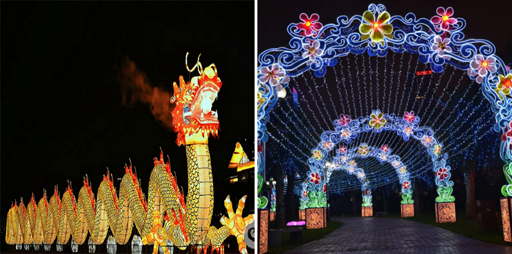 Photo (LEFT): Lantern Light Dragon, (RIGHT) Lantern Light Entrance.