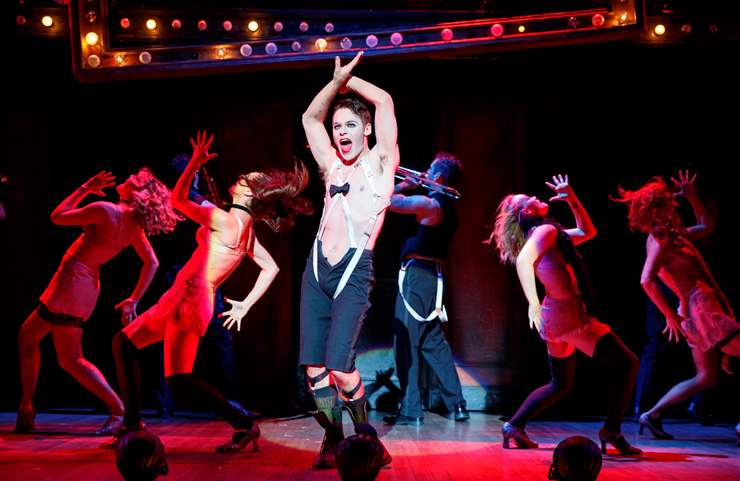 Randy Harrison as the Emcee and the 2016 National Touring cast of Roundabout Theatre Company's CABARET. Photo Credit by Joan Marcus.