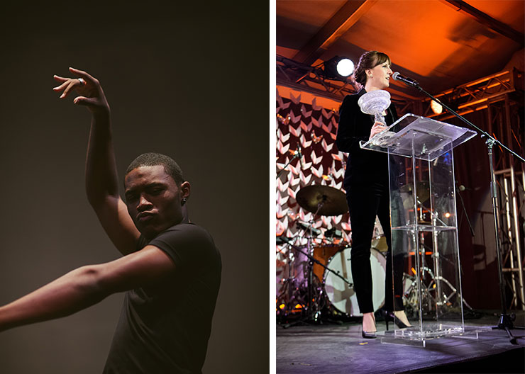 LEFT: Darius Hickman Photo by GESI SCHILLING. RIGHT: Jessica Lang Gala.<br>Photo by Jason Koerner.