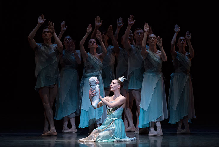 Simone Messmer and Miami City Ballet dancers in The Fairy's Kiss. Choreography by Alexei Ratmansky. Photo © Gene Schiavone.