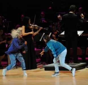 Dancers with Brooklyn, N.Y.,-based Decadancetheater joined forces with Miami's Nu Deco Ensemble for a collaboration at the Arsht Center's Knight Concert Hall. (Photo by WorldRedEye.com.)