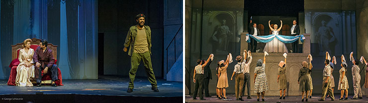 Andrea Pilar as Eva Perón), Samuel Druhora  as Juan Perón and Eugenio Vargas as Che star in 