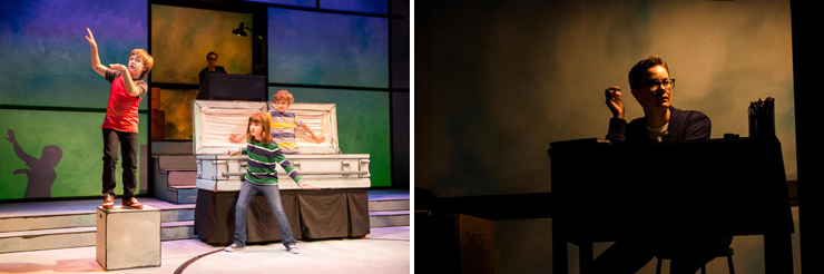 LEFT: Playing in the coffin.
<br>
RIGHT: Anna Lise Jensen.<br>Photos: Justin Namon.