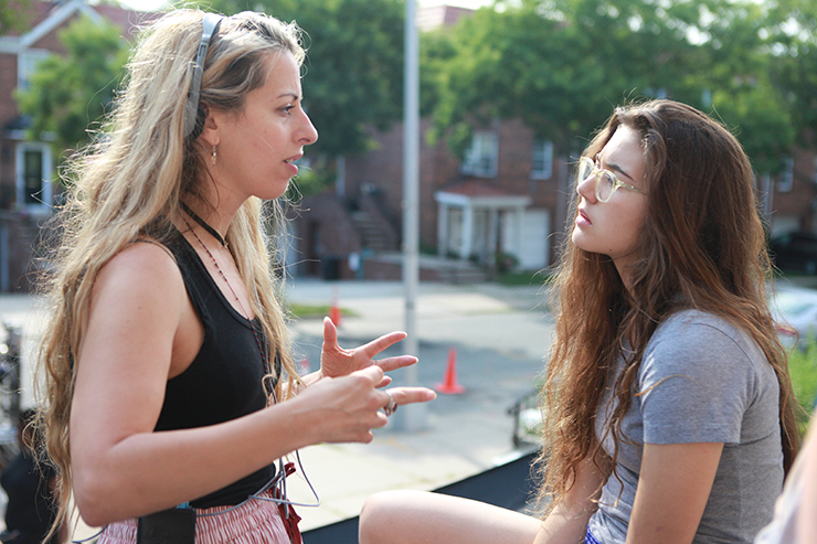 Filmmaker and director Crystal Moselle with the skateboarding star of