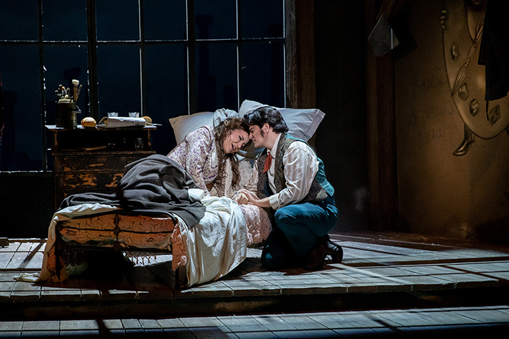 Tenor Alesandro Scotto di Luzio as Rodolfo and Adrienn Miksch as Mimi in Florida Grand Opera's