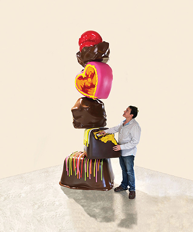 Galerie von Braunbehrens, Peter Anton (Art Miami)<br>Choco Tower with artist<br>Courtesy of Art Miami