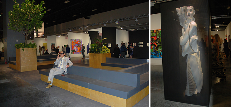 LEFT: Art Basel, Convention Center. RIGHT: Anton Kern Gallery, Art Basel.<br>Photos by Irene Sperber.