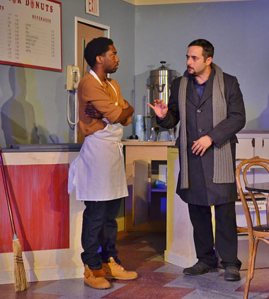 Franco Wicks (Roderick Randle) and Luther Flynn (Daniel Nieves) appear in a tense scene. Photos by Dennis Lyzniak.