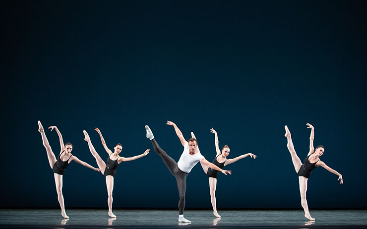 Miami City Ballet dancers in The Four Temperaments. Choreography by George Balanchine. The George Balanchine Trust. Photo by Alexander Iziliaev.