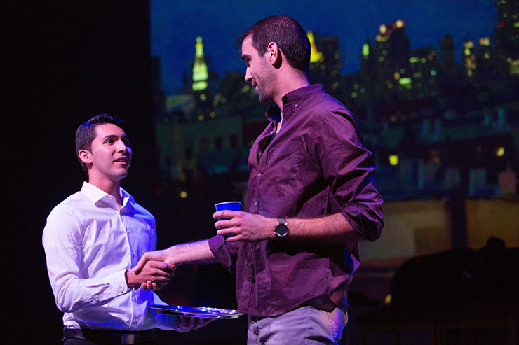 Luke (Charlie Alguera) and Adam (Stephen Kaiser) first meet at a social gathering in Geoffrey Nauffts' bittersweet play, 