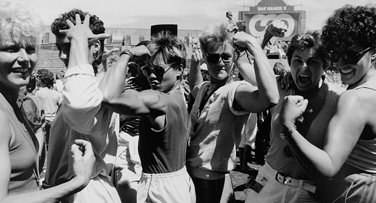 ANN PATRICIA MEREDITH, LESBIAN PHYSIQUE, GAY GAMES II/TRIUMPH IN '86 SAN FRANCISCO, CA, 1986, FROM THE SERIES A DIFFERENT DRUMMER, 1970-1990. annpmeredith.com 6.1986