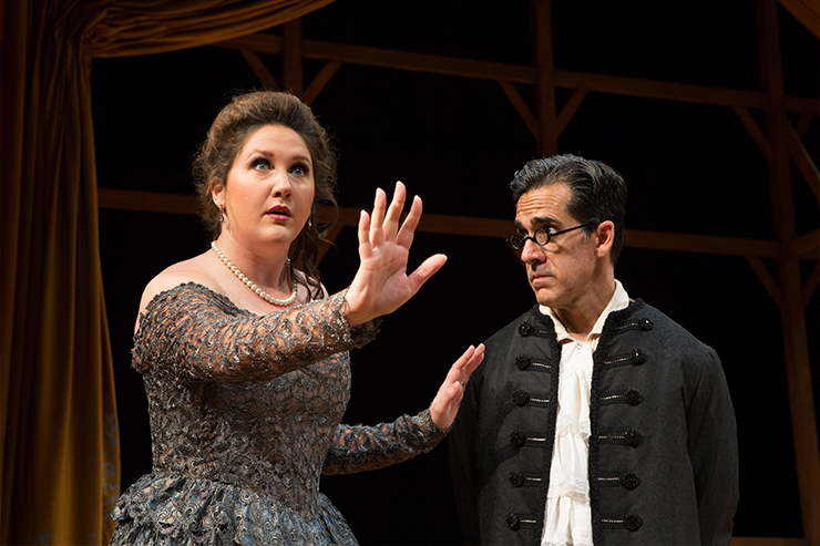 Lindsey Corey as Dona Clara with Carlos Orizondo. Photo by Andres Manner.