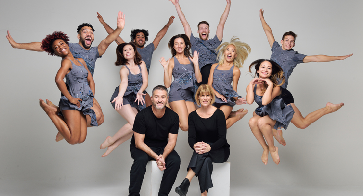 Dance Now 20th Anniversary Diego Salterini, left, and Hannah Baumgarten, right, with the company's dancers. (photo by Simon Soong)