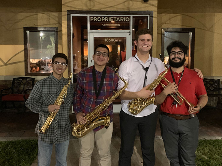 Gabriel Perez, second from left, was awarded a Silver Knight Award for helping his school's underfunded music programs by creating the Gladiator Jazz Combo. He is a student at Hialeah Gardens Senior High.