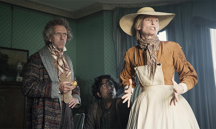 Hugh Laurie, Dev Patel and Tilda Swinton in