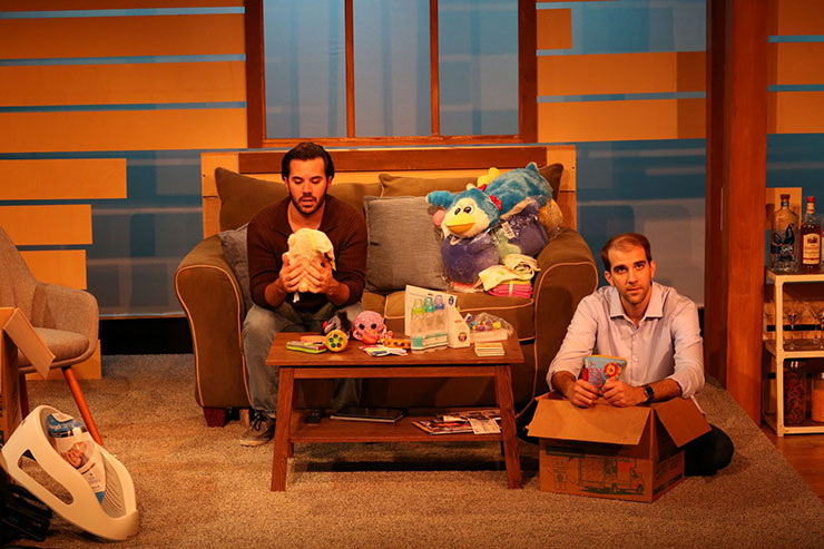 From left to right, Elliott (Israel Vinas) and Gabriel (Stephen Kaiser) discuss having a surrogate. Photo Credit Matthew Tippins.