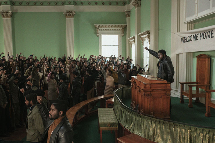 Daniel Kaluuya (right) as Chairman Fred Hampton in “Judas and the Black Messiah,” a Warner Bros. Pictures release. Photo courtesy Warner Bros. Entertainment.