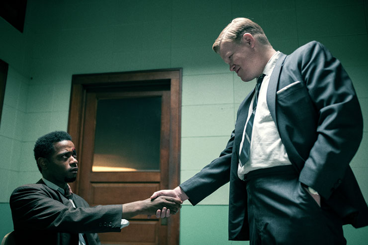 LaKeith Stanfield as Bill O'Neal and Jesse Plemons as Roy Mitchell in “Judas and the Black Messiah,” a Warner Bros. Pictures release. Photo courtesy Warner Bros. Entertainment.