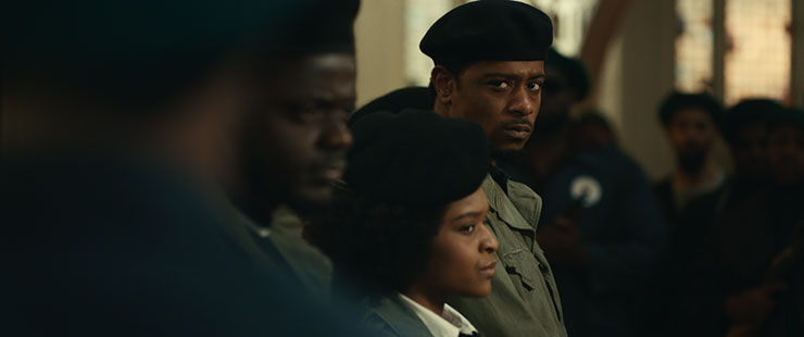 Daniel Kaluuya (right) as Chairman Fred Hampton, Dominique Thorne as Judy Harmon and LaKeith Stanfield as Bill O'Neal in “Judas and the Black Messiah,” a Warner Bros. Pictures release. Photo courtesy Warner Bros. Entertainment.