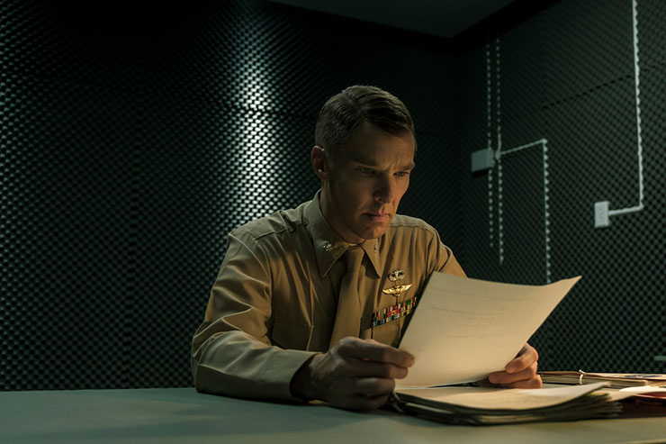 Benedict Cumberbatch as U.S. Marines Lt. Col. Stuart Couch in “The Mauritanian.” Photo courtesy Graham Bartholomew/STX Films.