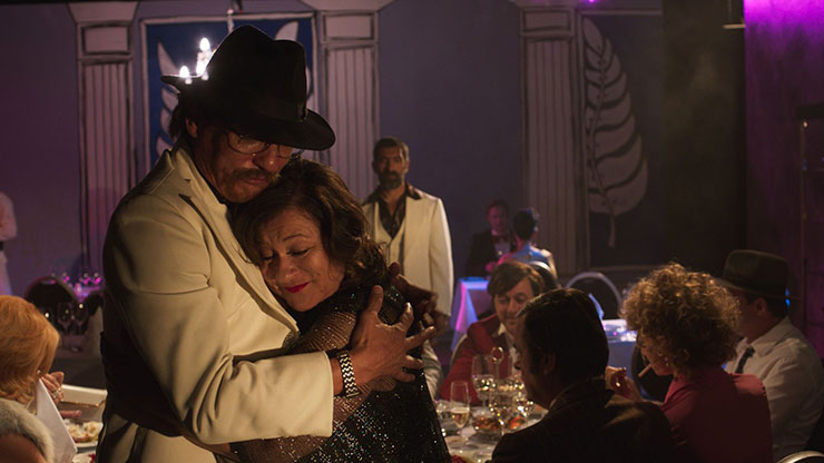 Oliver Masucci, Eva Mattes and Erdal Yildiz in a scene from