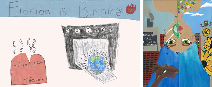 Florida's Burning: Analysse Garcia, age 8, Woman with Blue Hair: Dianna Sontela, age 16.