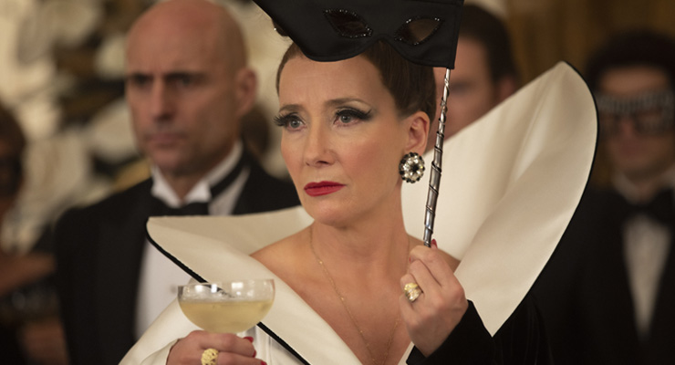 Mark Strong as John the Valet and Emma Thompson as the Baroness in Disney's live-action 