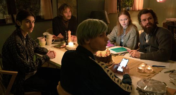 Gustav Lindh, Lars Brygmann, Albert Rudbeck Lindhardt, Andrea Heick Gadeberg and Nikolaj Lie Kaas in a scene from 