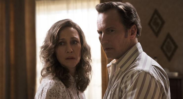 Vera Farmiga as Lorraine Warren and
Patrick Wilson as Ed Warren in a scene from 