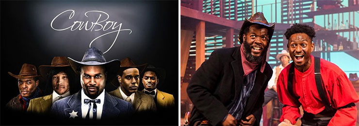 LEFT: The cast of COWBOY (Photo by Christa Ingraham). RIGHT: Reginald Wilson and Isaac Beverly in COWBOY  (Photo by Christa Ingraham).