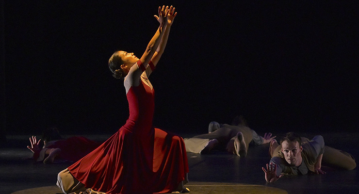 Dance Now! Miami's Anusim. From left, Isabelle Haas, Allyn Ginns Ayers, David Harris, and Matthew Huefner (Photo credit: Simon Soong)