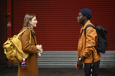 Thomasin McKenzie and Michael Ajao in a scene from 