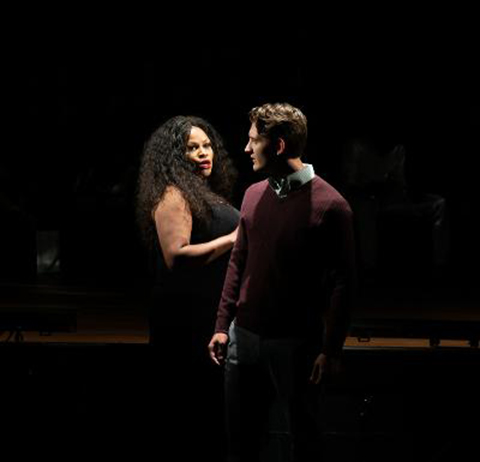 Titania (Chastity Hart) and Director (Matthew Salas) appear in a scene from Main Street Players' production of 