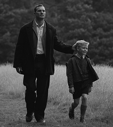Jamie Dornan and Jude Hill in a scene from
