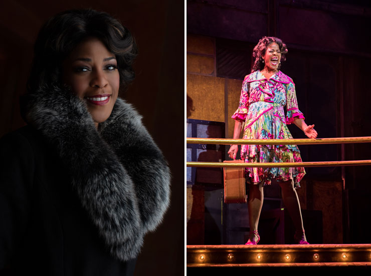 Left: Nicole Henry as Alpha Smith, Louis Armstrong's third wife. (Photo: Roberto Mata) Right: Nicole Henry in 