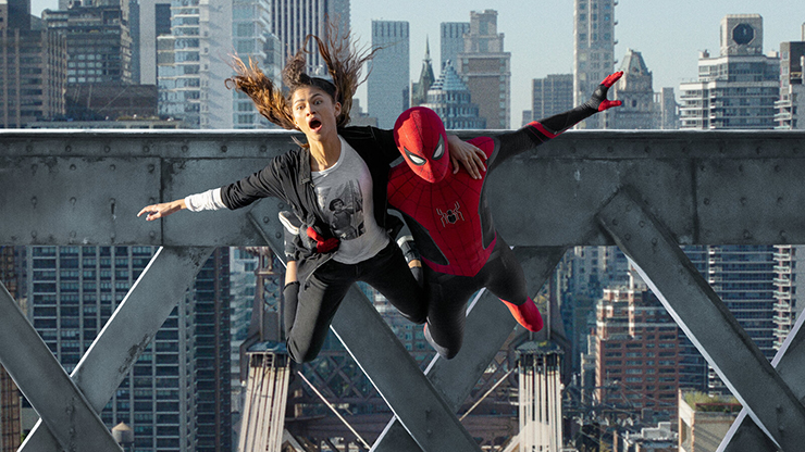Zendaya and Tom Holland in a scene from